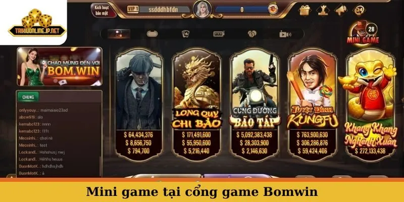 Mini game tại cổng game Bomwin